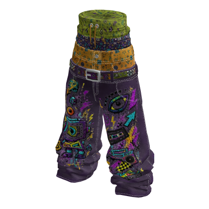 iBLOX - Purple Graffiti Layered Sagging Jeans