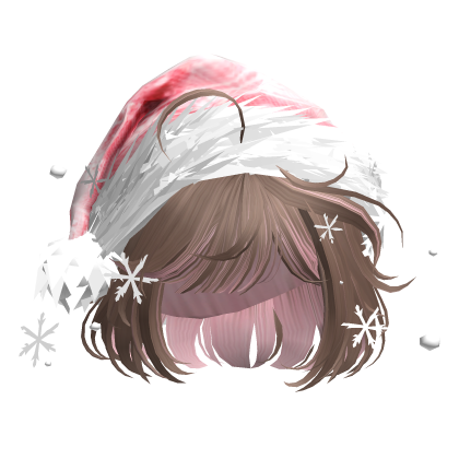 Christmas Cute Hair w/Santa Hat (Milktea&Pink) Roblox item