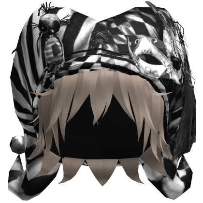 Black Gothic Circus Jester Hat w Light Brown Hair Roblox item