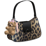 Cute Bear Charm and Bow Leopard Bag