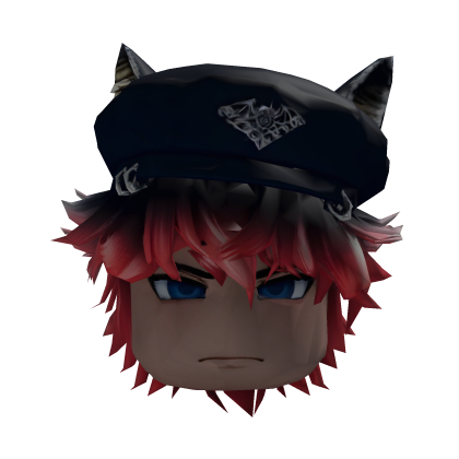 Hair with cat ear beret red and White