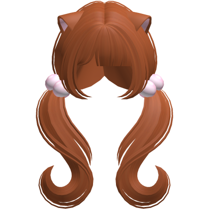 ♡ kawaii moe wavy pigtails w cat ears (ginger)