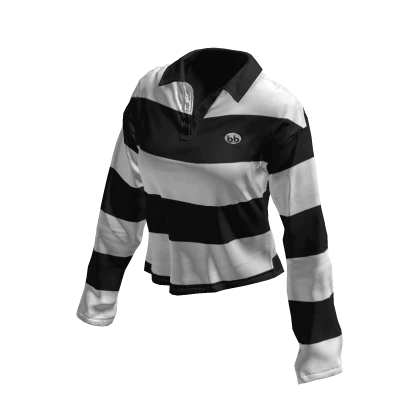 Black White Baggy Long Sleeve Striped Polo 🫐 | Roblox Item