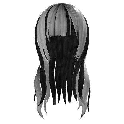 Layered Oreo Long Scene Hair Black White Y2K Emo