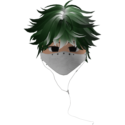 Cute Emo Boy Headphones Mask white Y2K ( green )