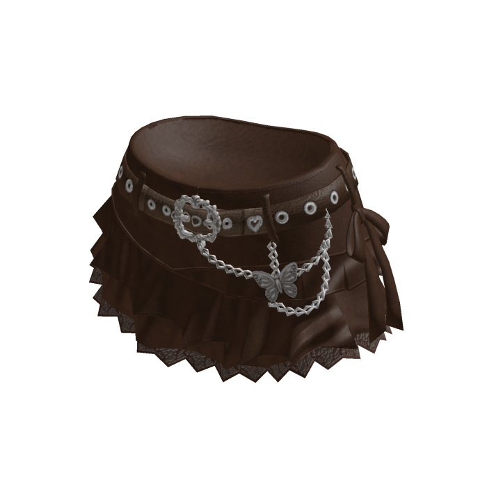 Coquette Ruffle Shorts w/ Bow & Chain (Brown)