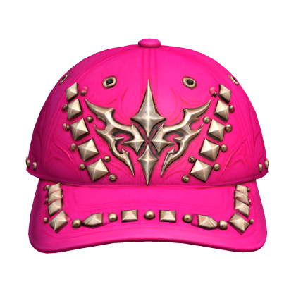Hot Pink Thrifted Studded Hat