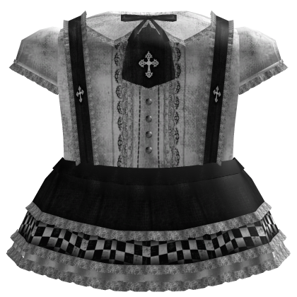 Emo Moe Gothic Cross Uniform Dress Black