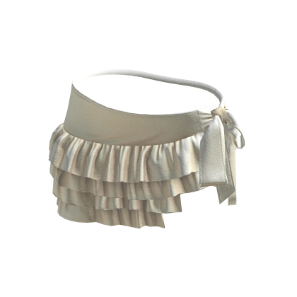 Cream Tied Ruffle Mini Skirt