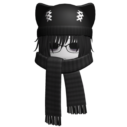 Moe Emo Boy w Scarf n Beanie Black