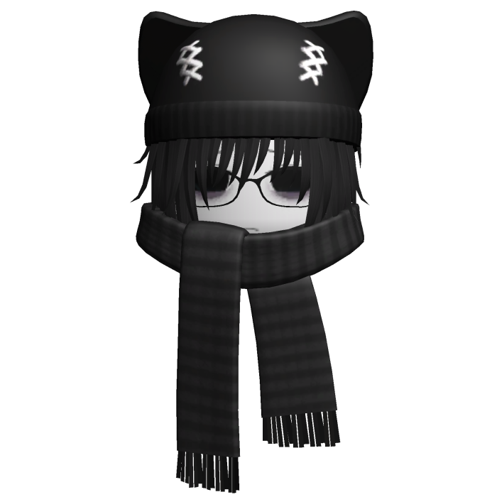 Moe Emo Boy w Scarf n Beanie Black
