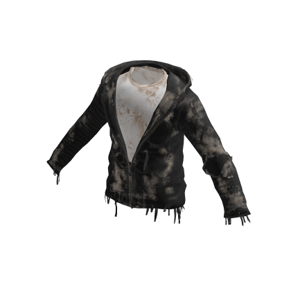 Acid Wash Distressed Zip Hoodie & Tee