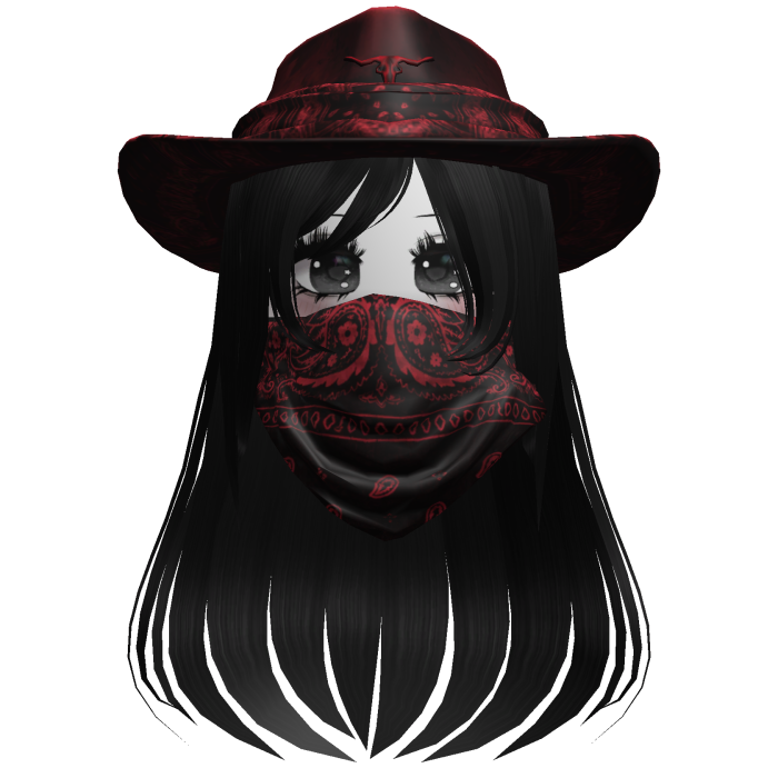 Red Cowgirl Hat with Mask + Neck Scarf