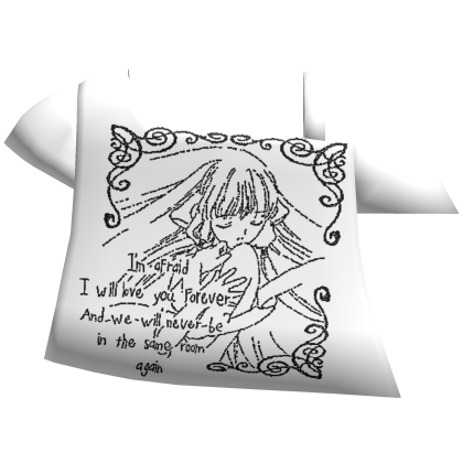 cute angel graphic off shoulder shirt in white Roblox item