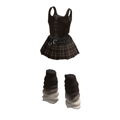 Brown Plaid Skirt Leg Warmers Set by Nitaa Roblox catalog item