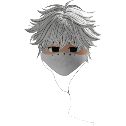 Cute Emo Boy Headphones Mask white Y2K ( white )