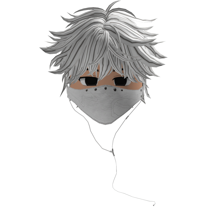 Cute Emo Boy Headphones Mask white Y2K ( white )