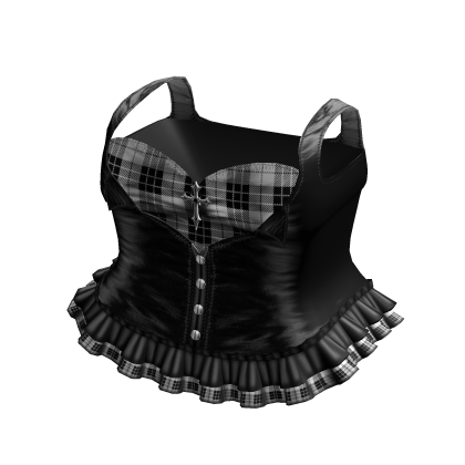 Emo Gothic Plaid Button Up Dress in Black White