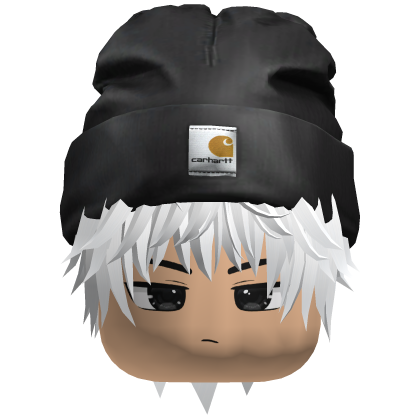 messy emo boy hair w/ Carhart Beanie (white) Roblox item