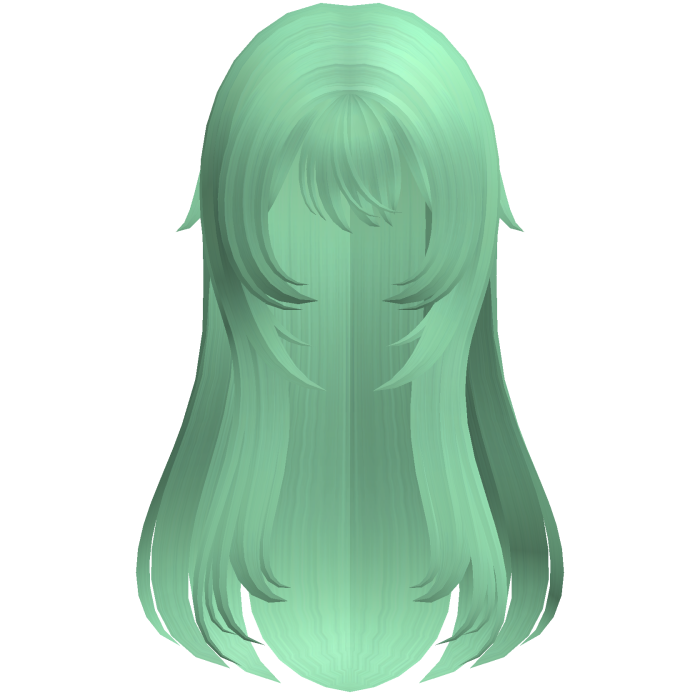 green soft wispy long shoujo girl hair