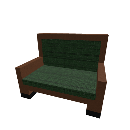 Couch with Green Fabric Wooden Frame 