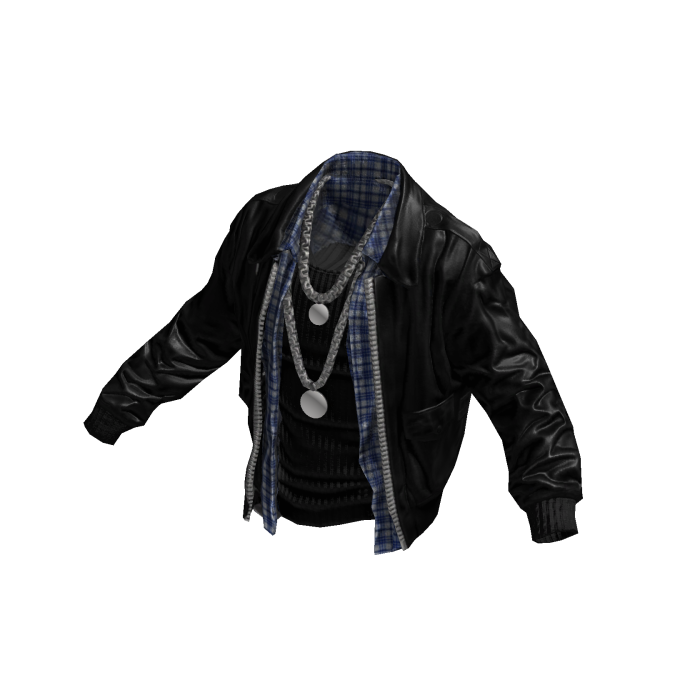 Black Leather Jacket Layered w/ Flannel