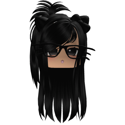 Black Cat Girl Hair + Cat Glasses (Black)
