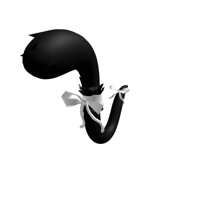 Cute Black Cat Tail w/ White Ribbon