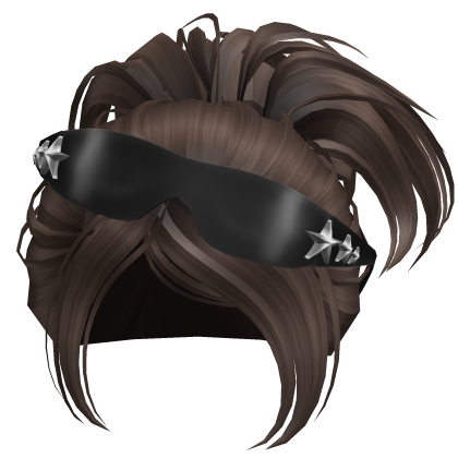 Brown PopStar Ponytail W/ Star Black Y2k Glasses Roblox item