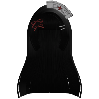 halloween nurse long doll black hime hair Roblox item