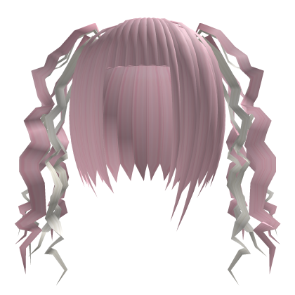 crimped pastel pigtails in pink + white Roblox item