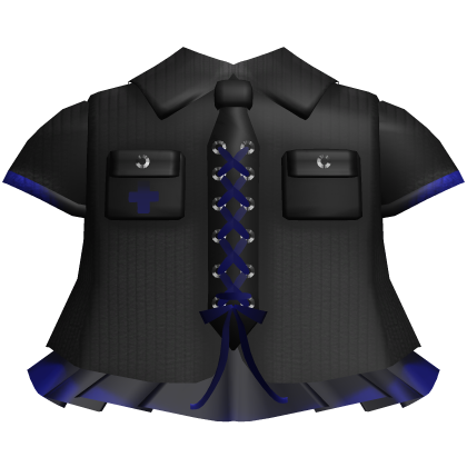 Gothic emo school laced button dress in black blue Roblox item