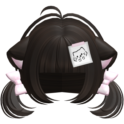Cute Kawaii Kitty Note Pigtails in Dark Brown