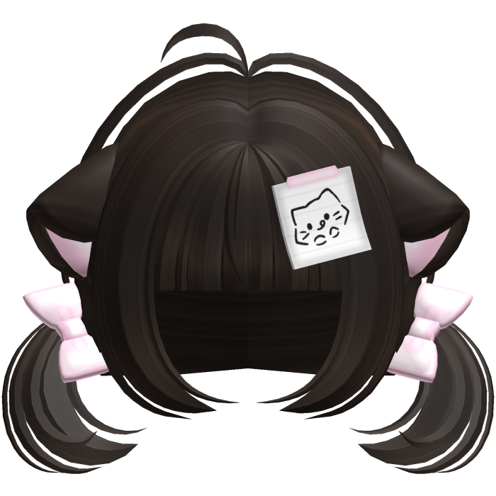 Cute Kawaii Kitty Note Pigtails in Dark Brown