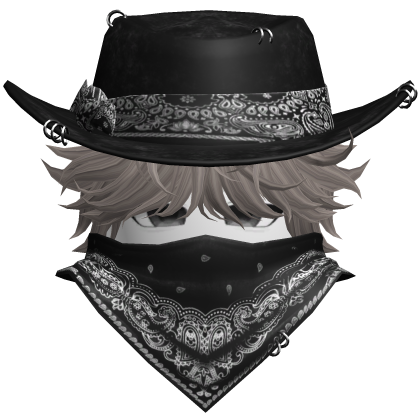 Gothic Cowboy Bandit w/ Neckscarf & Cowboy Hat