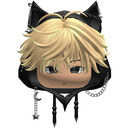 Cute Blonde Emo hair Y2K cat-ear hoodie anime Roblox item
