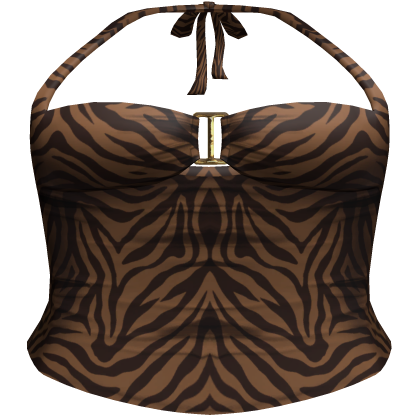 ⊹ Brown Zebra Print Y2K Halter Top Roblox item