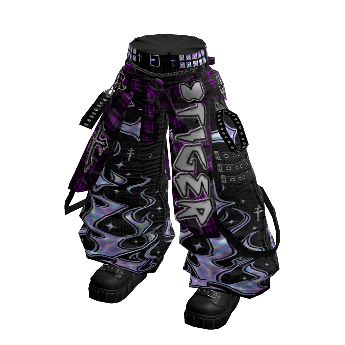 Purple Galaxy Cyber Baggy Jeans & Flannel