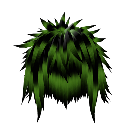 Long Shaggy Spiky Emo Black & Green Hair Roblox item