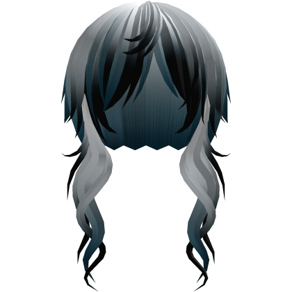 ‘’ (๑ — ‸ ҂)ゝcurly emo hair in white blue Roblox item