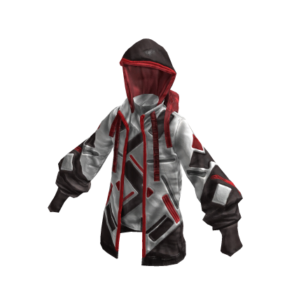 Sci-fi Hoodie | White & Red | Futuristic thumbnail