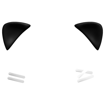 ♡ black cute moe cat ears w white hair clip Roblox item