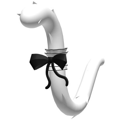 Cute White Maid Kitty Tail (Black Bow) thumbnail