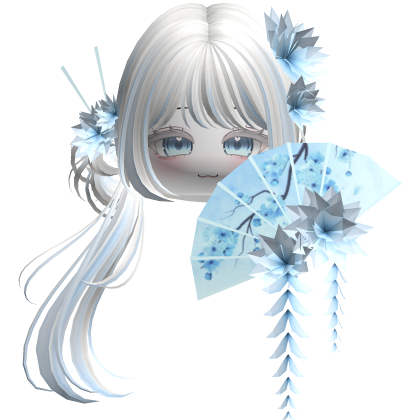 Side Ponytail w/ Cherry Blossoms & Fan
