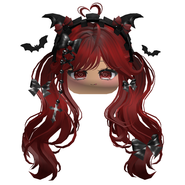 Goth Wavy Pigtails w/Headband (Red)