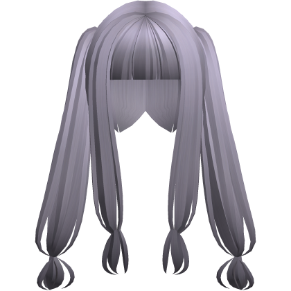 kawaii japanese straight pigtails lavender gray