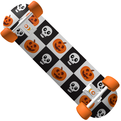 Halloween Skateboard - Pumpkin Skull Checkered