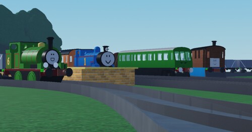 Blue locomotive and his pals