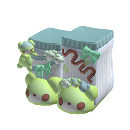 ♡ cute kawaii green matcha dango bear shoes