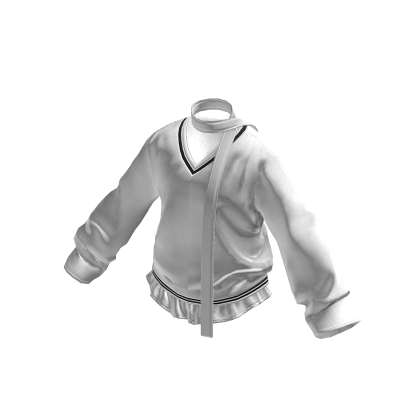 💗Y2K LAYERED V-NECK SWEATER WITH SCARF_WHITE thumbnail